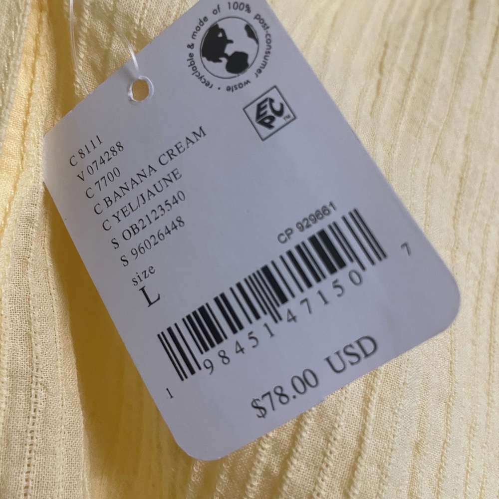 Free People Yellow Puff Sleeve Blouse with Ruffled Tie Front - Picture 6 of 7